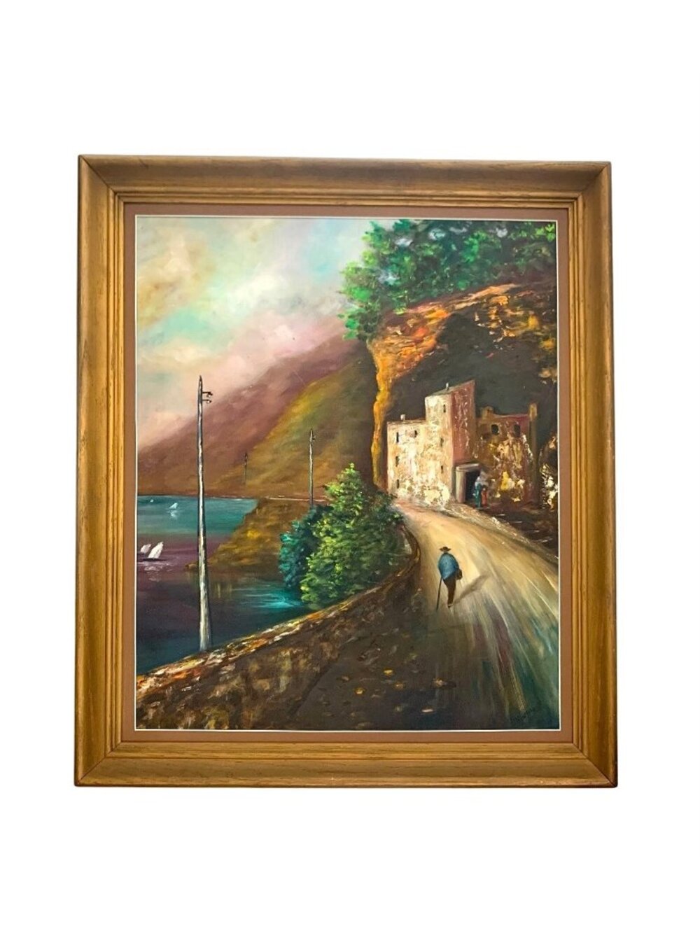 Jo Sheppard Original Oil Painting Signed Framed Mediterranean Coastal Art